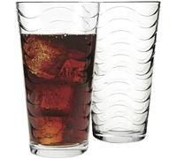 Circleware Pulse Set of 4,15.7 oz Heavy Base Highball Tumbler Drinking Glasses, Ice Tea Beverage Cups Glassware for Water, Juice, Beer, 4pc, Clear