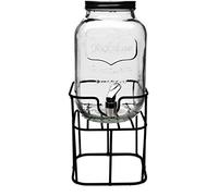 Circleware Sun Tea Mini Mason Jar Glass Beverage Dispenser with Lid Glassware for Water, Juice, Beer, Wine, Liquor, Kombucha Iced Punch & Cold Drinks, Classic, Yorkshire 1 Gallon with Stand