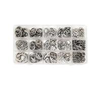 circlip 250/500/900pcs 5-20mm C Type External Circlip Kit Set Bearing Shaft Retaining Clip Snap Ring Black 65mn Stainless Steel GB894 for Maintenance(SS304 500pcs)