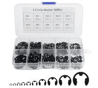 Circlip Set 580 Pcs Black Carbon Steel E-Clip Kit with Storage Box External Retaining Rings Snap Opening Rings 10 Sizes C-Clip Assortment Set (M1.5-M10)