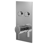 Circo Polished Concealed Push Button Twin Shower Valve with Half Knurled Control Handle | Chrome | Brass | 120mm x 220mm x 50mm