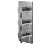 Circo Polished Concealed Triple Thermostatic Shower Valve with Fully Knurled Control Handles | Chrome | Brass | 120mm x 280mm x 50mm