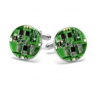Circuit Board Cufflinks | Unique PCB Design Gift for Engineers, Programmers & IT Techs | Green Microchip Accessory | Best Man & Groomsmen Present