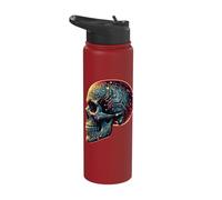 Circuit Board Skull Cybernetic Tech Fusion Futuristic Art Stainless Steel Insulated Water Bottle