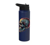 Circuit Board Skull Cybernetic Tech Fusion Futuristic Art Stainless Steel Insulated Water Bottle