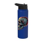 Circuit Board Skull Cybernetic Tech Fusion Futuristic Art Stainless Steel Insulated Water Bottle