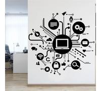 Circuit Board Technology Vinyl Wall Decal Company Name Decal Office Decoration Commercial Wall Decal Office Wall Sticker Mural