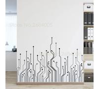 Circuit Board Wall Decals Office Studio Decoration Wall Sticker Technology Vinyl Interior Home Decor Room Bedroom Murals63x42cm