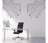 Circuit Board Wall Stickers, Office Technology Vinyl Wall Art Stickers, Boy's playroom Wallpaper Decoration Wall Stickers