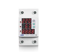 Circuit Breaker,DIN Rail MCB 63A 230V 3IN1 Display Din Rail Adjustable Over And Under Voltage Protective Device Protector Relay With Current Protection