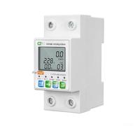 Circuit Breaker for Ecosystem - Digital LCD Current Meter (1-63A), Leakage Protection (1-99mA), Overvoltage/Undervoltage/Overcurrent Auto Reset, DIN Rail