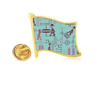 Circuit Diagram Socket Plug Pattern Golden Metal Flag Lapel Pin Badge