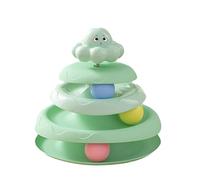 Circuit Game for Cats - Ball Tower 3 Levels | Non-Slip Exercise Scratching Post Mobile Thinking Game for Small Space Indoor Hunting Enrichment Fighting