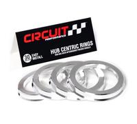 Circuit Performance 73.1mm OD to 64.1mm ID Silver Aluminum Hub Centric Rings
