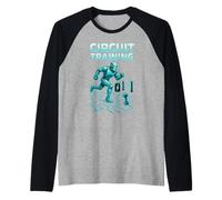 Circuit Training Robot - Sci Fi Gym Fitness Nerd Workout Raglan Baseball Tee