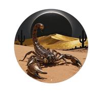 Circular Aluminum Sign Wall Art Picture Desert Scorpion Eclipse Vintage Metal Hanging Wall Decor with Pre-Drilled Holes for Living Room, Bedroom, Bathroom, Bar & Porch, Farmhouse 8 Inch
