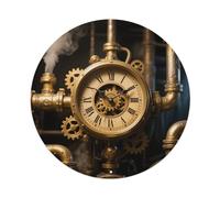 Circular Aluminum Sign Wall Art Picture Steampunk Gear Clock Vintage Metal Hanging Wall Decor with Pre-Drilled Holes for Living Room, Bedroom, Bathroom, Bar & Porch, Farmhouse 8 Inch
