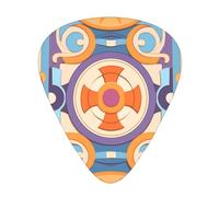 Circular Ancient Street Patterns printed guitar picks, 12-piece set with thin, medium, and thick styles, comes with a storage case