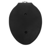 Circular Badge Holder Belt Clip with Chain, Faux Leather | Black Aluminium Alloy Clip, Secure Attachment for Security and Name Badges at Trade Shows and Conferences