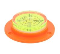 Circular Bubble Level Tool with Base, Portable Mini Levelling Aid | Orange Plastic Cylinder Frame, 3mm Aperture, Supports Stable Setup for Photographers, Carpenters, Caravans, Turntables