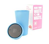 Circular&Co 12oz / 340ml Reusable Coffee Cup - Made from Recycled Bubblegum - Leakproof, Lockable Travel Mug, BPA Free - Sky Blue - Made in the UK