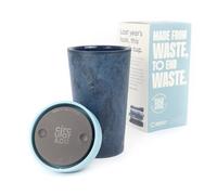 Circular&Co 12oz / 340ml Reusable Coffee Cup - Made from Recycled Fabric Waste - Leakproof, Lockable Travel Mug, BPA Free - Stonewash Blue - Made in the UK