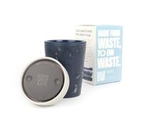 Circular&Co 8oz / 227ml Reusable Coffee Cup - Made from Recycled Fabric Waste - Leakproof, Lockable Small Travel Mug, BPA Free - Ecru - Made in the UK