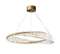 Circular Crystal Chandelier LED Pendant Light Nordic Living Room Pendant Light Ring Crystal Light Luxury Postmodern Simple Home Bedroom Restaurant Golden