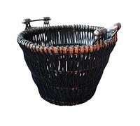 Circular Dark Wicker Basket + Chrome Handles