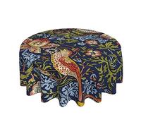 Circular Dining Table Cover Strawberry Thief William Morris Polyester Table Cloth Wipe Clean Tablecloths 152Cm For Picnic Home Birthday