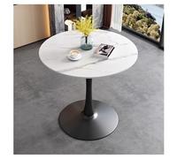 Circular Dining Table, Mid Century Modern Design, Sturdy Metal Pedestal Base, Sintered Stone Top, Ideal for Kitchen and Living Room