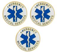 Circular Emergency Medical Services EMS Star of Life - The Rod of Asclepius - Lapel Hat Backpack Pin Qty 3