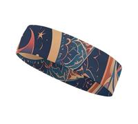 Circular Floral Fragments Headbands for Women & Men Sports Headband, Fits All Head Sizes, Ultra Absorbent & Non-Slip Sweatband for Running, Yoga, Gym