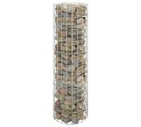 Circular Gabion Pole, Galvanised Steel Garden Border, Silver, 30x100 cm