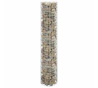 Circular Gabion Pole, Galvanised Steel Garden Border, Silver, 30x150 cm