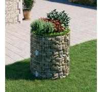 Circular Gabion Pole with Galvanised Steel, Garden, Silver, 100x100cm