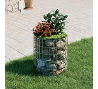 Circular Gabion Pole with Galvanised Steel, Garden, Silver, 50 x 50 cm