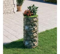 Circular Gabion Pole with Galvanised Steel, Garden, Silver, 50x100 cm