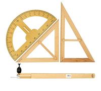 Circular Gauge Set - Solid Wood Triangle Ruler, Protractor, Compass & Teaching Aids, 50cm, Multi-purpose Beginners Geometry Tools