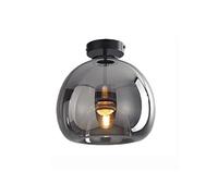 Circular Glass Ceiling Light,Amber/Smoke Glass Ceiling Light Fixture, Semi Flush Mount Round Globe Ceiling Lamp Retro Mid Century Modern Lighting For Hallway, Corri(Size:Ceiling type,Color:Smoke Gray)