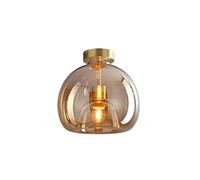Circular Glass Ceiling Light Fixture, Semi Flush Mount Round Globe Lamp for Hallway and Corridor