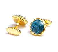 Circular Gold Tone Cufflinks Designed for Formal Attire Copper Tigers Eye Materials Easy Installation Cuff Links Men Cufflinks