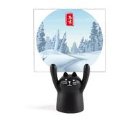 Circular Great Cold Twenty Four Solar Term Memo Holder Cartoon Black Cat Stand Decoration