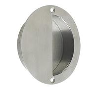Circular Half Moon Face Fix Flush Recessed Sliding Door Pull Handle 90mm Diameter - Satin Stainless Steel