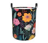 Circular Hamper For Bedroom Colorful Boho Floral Printing Laundry Baskets With Handles Collapsible Washable Laundry Hamper Toy Storage Basket Organization Dirty Clothes Basket(S/M)