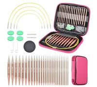 Circular Knitting Needle Set with Pink Case & Accessories,13 Pairs 3mm-10mm Round Aluminium Ergonomic Interchangeable Knitting Needles Set Starter Complete Knitting Kit for Beginners Adults