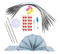Circular Knitting Needle Set with Stainless Steel Tips, Round Knitting Needle Kit Including Crochet Hook and Loop Pins for Sweaters Blankets and Korean Bibs (100cm Ring Needle Set)