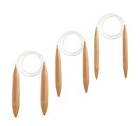 Circular Knitting Needles 3 Pieces Oversized Wood Knitting Needles Needle Natural Wood 3 Sizes Extra Large Knitting Needles with 15mm 20mm 25mm for Giant Thick Yarn