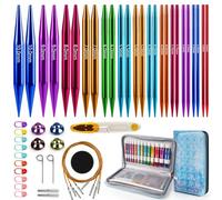 Circular Knitting Needles, Interchangeable Circular Knitting Needles Set with Case & Accessories,13 Pairs of Round Needles from 3.0mm to 10mm, Knitted Accessories for Beginners, Hat, Sweater Making