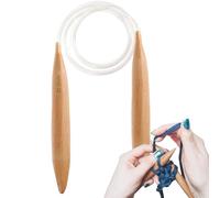 Circular Knitting Needles - Jumbos Knitters Chunky Yarn Needle, Natural Wood Knitting Sticks | Smooth Wood Weaving Needles for DIY Scarf, Blanket, Sweater, Thick Wool Crafts